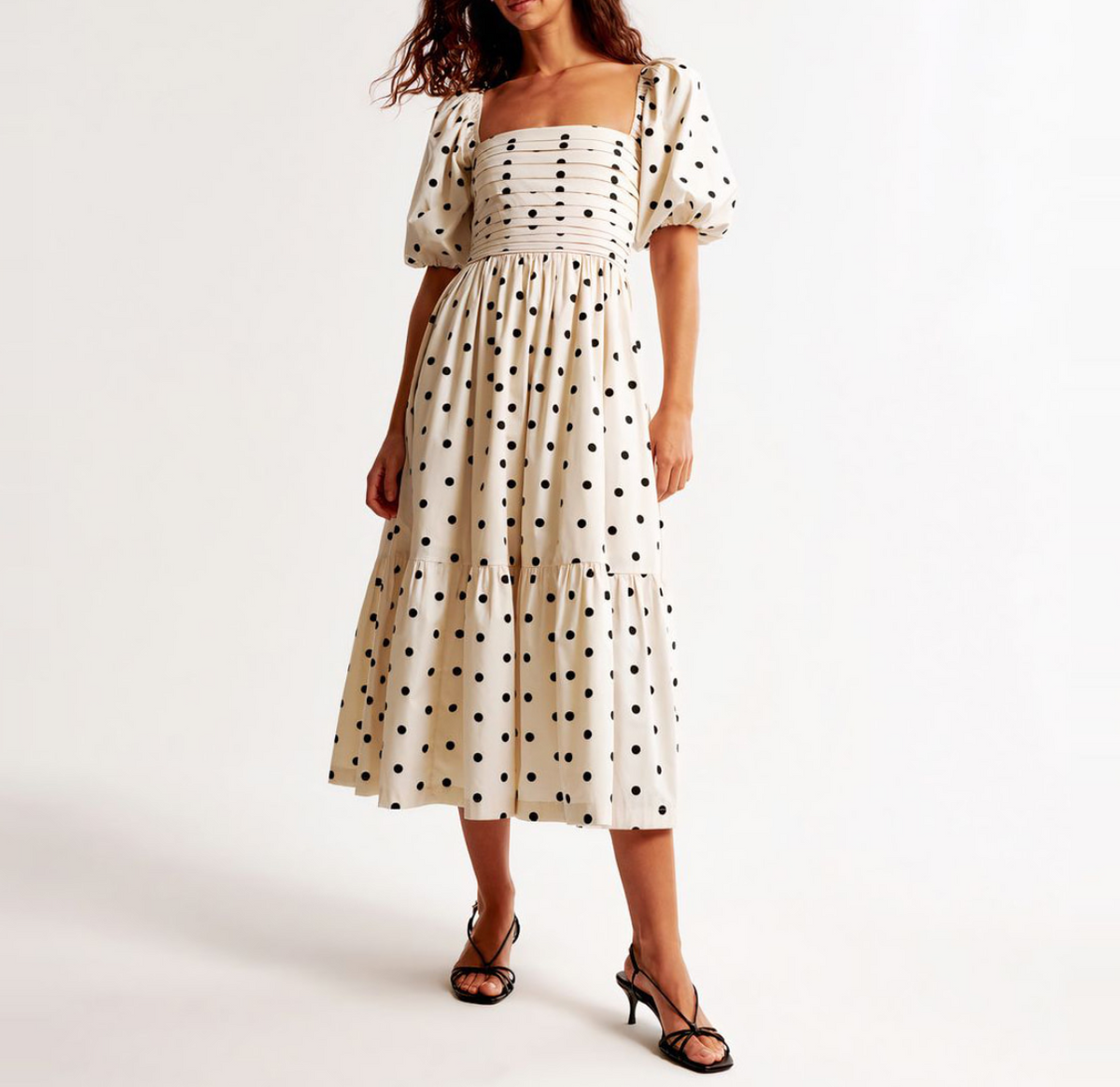 ABERCROMBIE Vestido de bolas, con mangas abullonadas