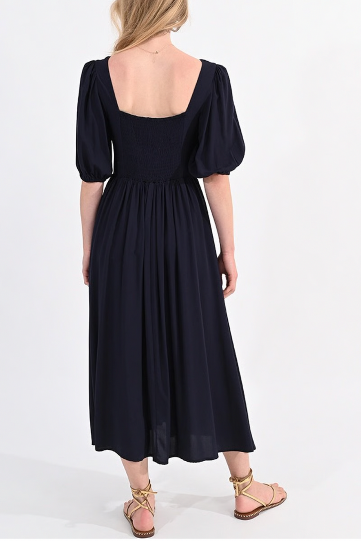 MOLLY BRACKEN vestido con mangas abullonadas y cintura cernida